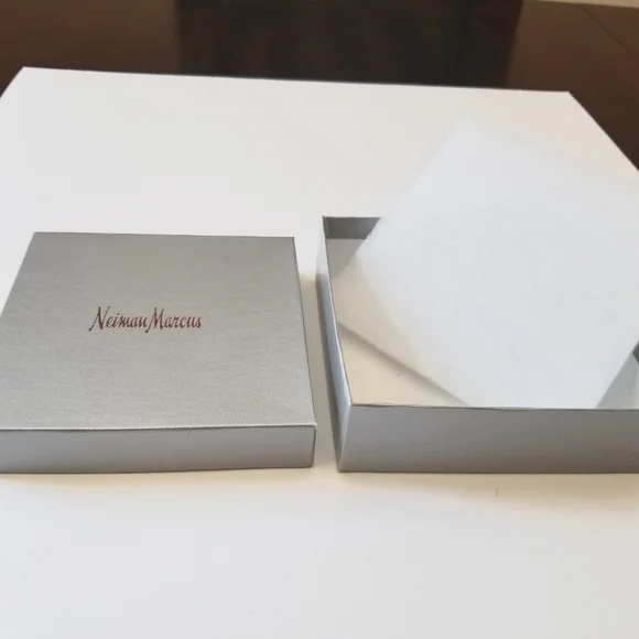 New Neiman Marcus Silver Gift Box, Approximately 6" x 6" x 1.5" - Picture 3 of 5